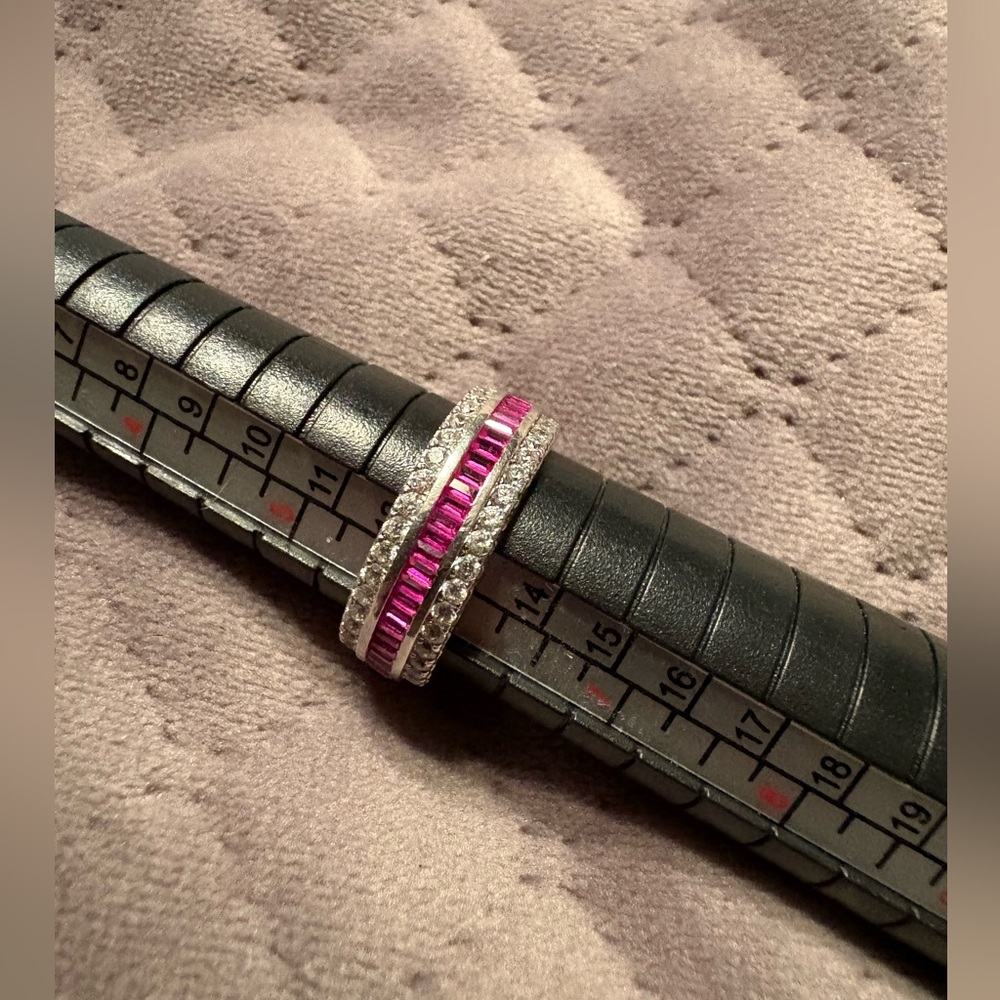 Diamonique Baguette Diamonique Eternity Ring Size 6 good condition QVC Ruby